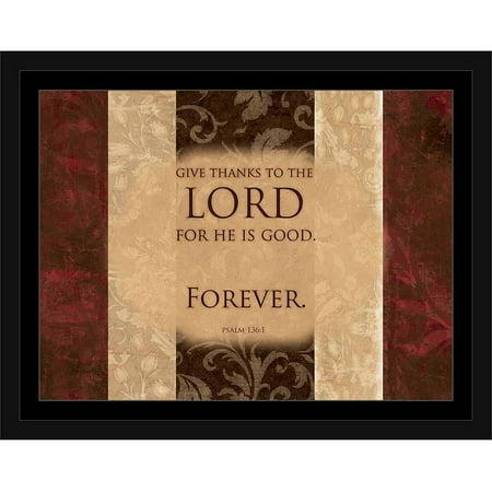 Lord Is Good Forever Psalm Traditional Distressed Panel Religious Painting Brown & Red, Framed Canvas Art by Pied Piper Creative