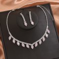 thumbnail image 4 of Sunyuer Wedding Jewelry Set for Bride, Elegant Fashion Shiny Zircon Necklace Earrings Set for Women Party Wedding Accessories, 4 of 7