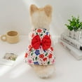 thumbnail image 4 of Robe de Princesse pour Chien Imprimée Été avec Nœud Papillon Bouton Mignon Chiot Chat Sk R0L1, 4 of 8