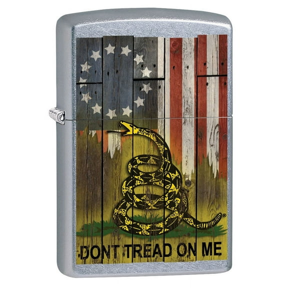 Zippo Lighter: Don't Tread on Me with Flag - Street Chrome 80901