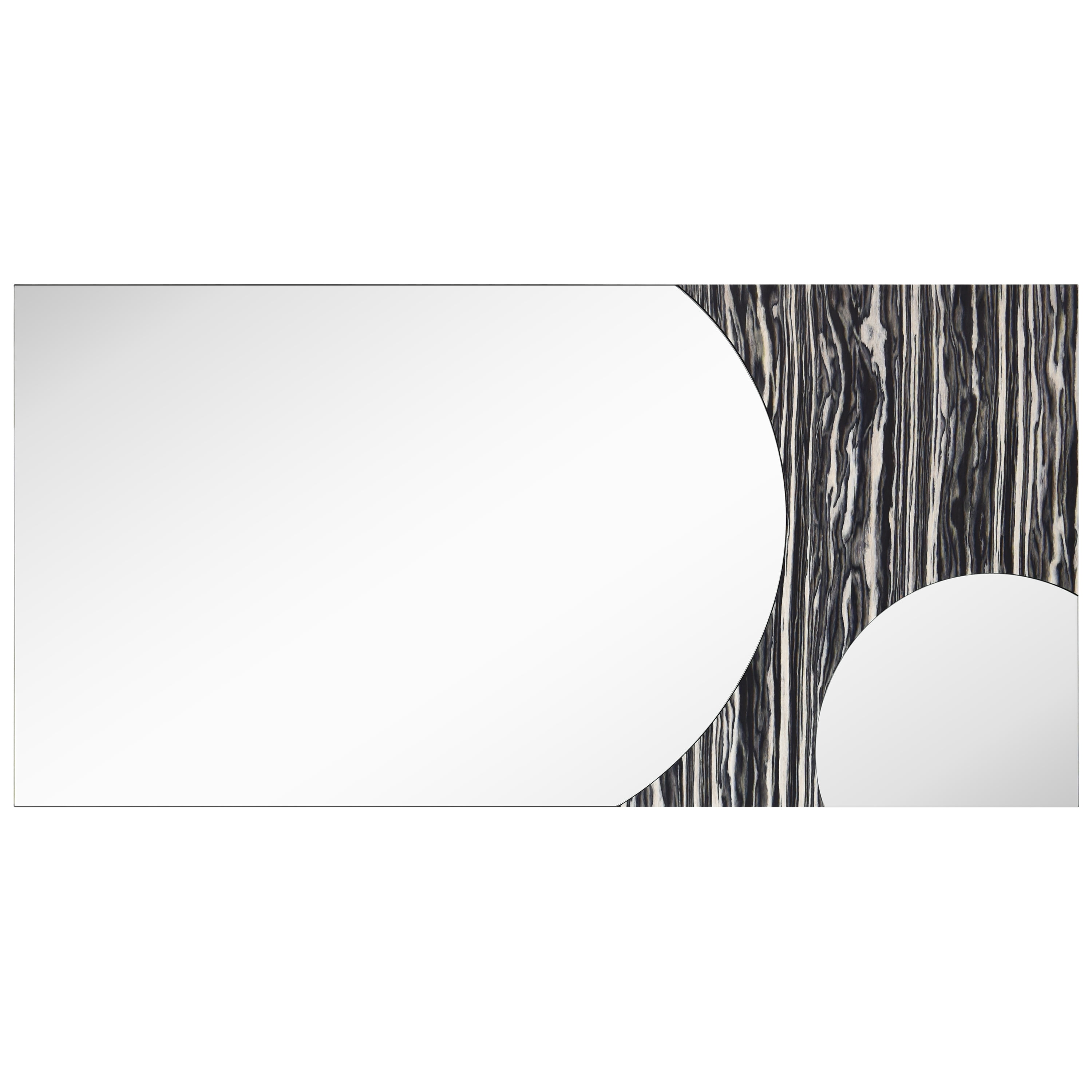 "Eclipse Harmony Wall Mirror", 57"x28" Rectangular Mirror with Exotica Stained Veneer Accents
