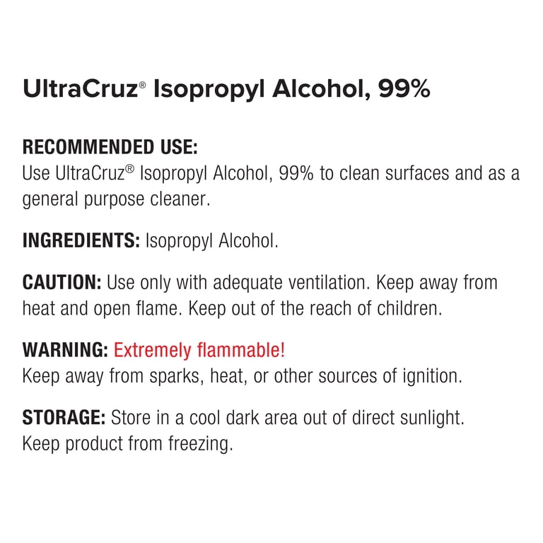 UltraCruz 99% Pure Isopropyl Alcohol, Large 1 Gallon, Ideal for