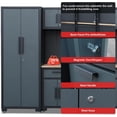 thumbnail image 6 of HPDMC 17-Piece Garage Storage Cabinet System - Heavy Duty Steel Workshop Organizer with Corner Cabinet, Workbench & Pegboard - Black & Grey, 6 of 9
