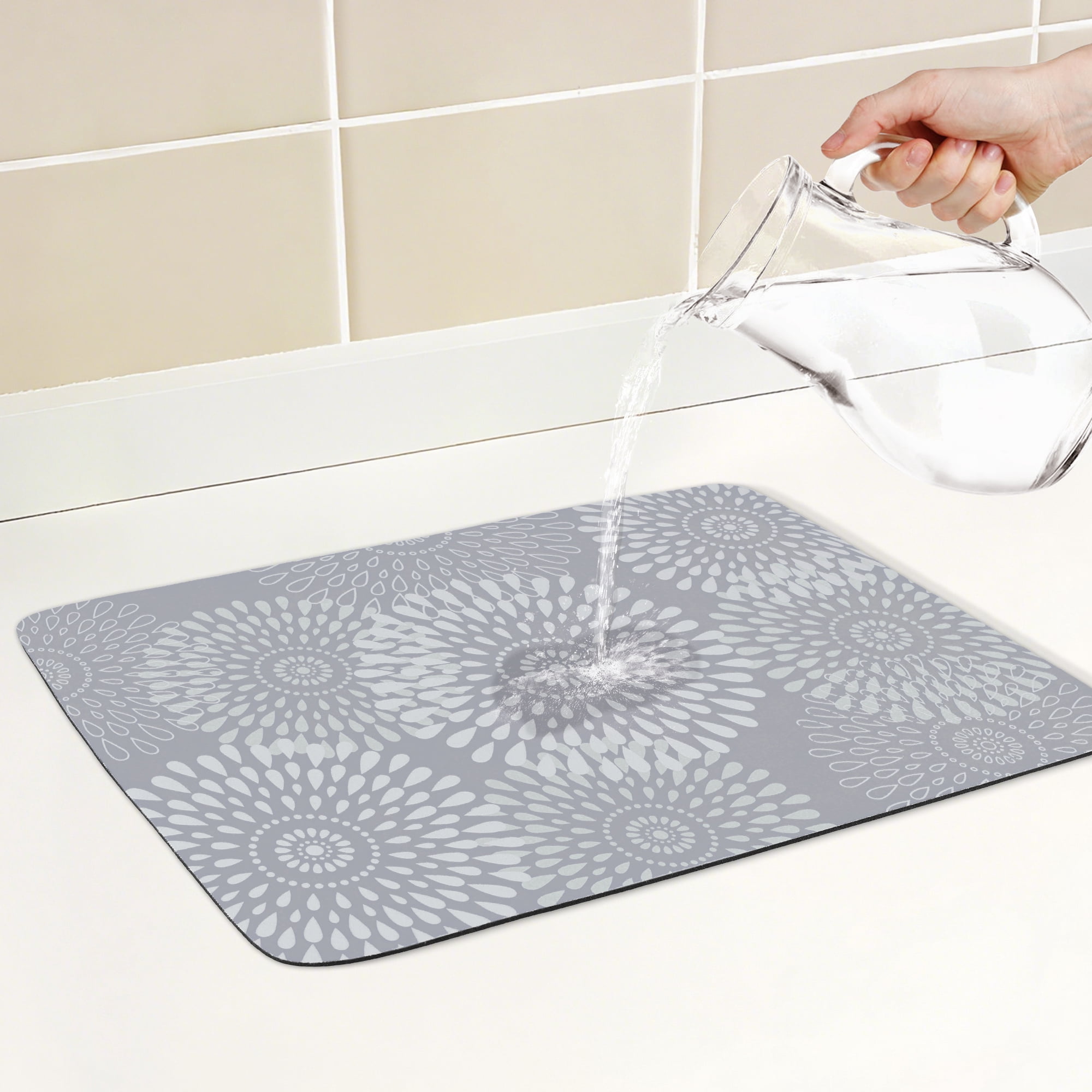 Unique Bargains Quick Dry Dish Drying Mats for Home Light Brown 15.7*11.8 inch