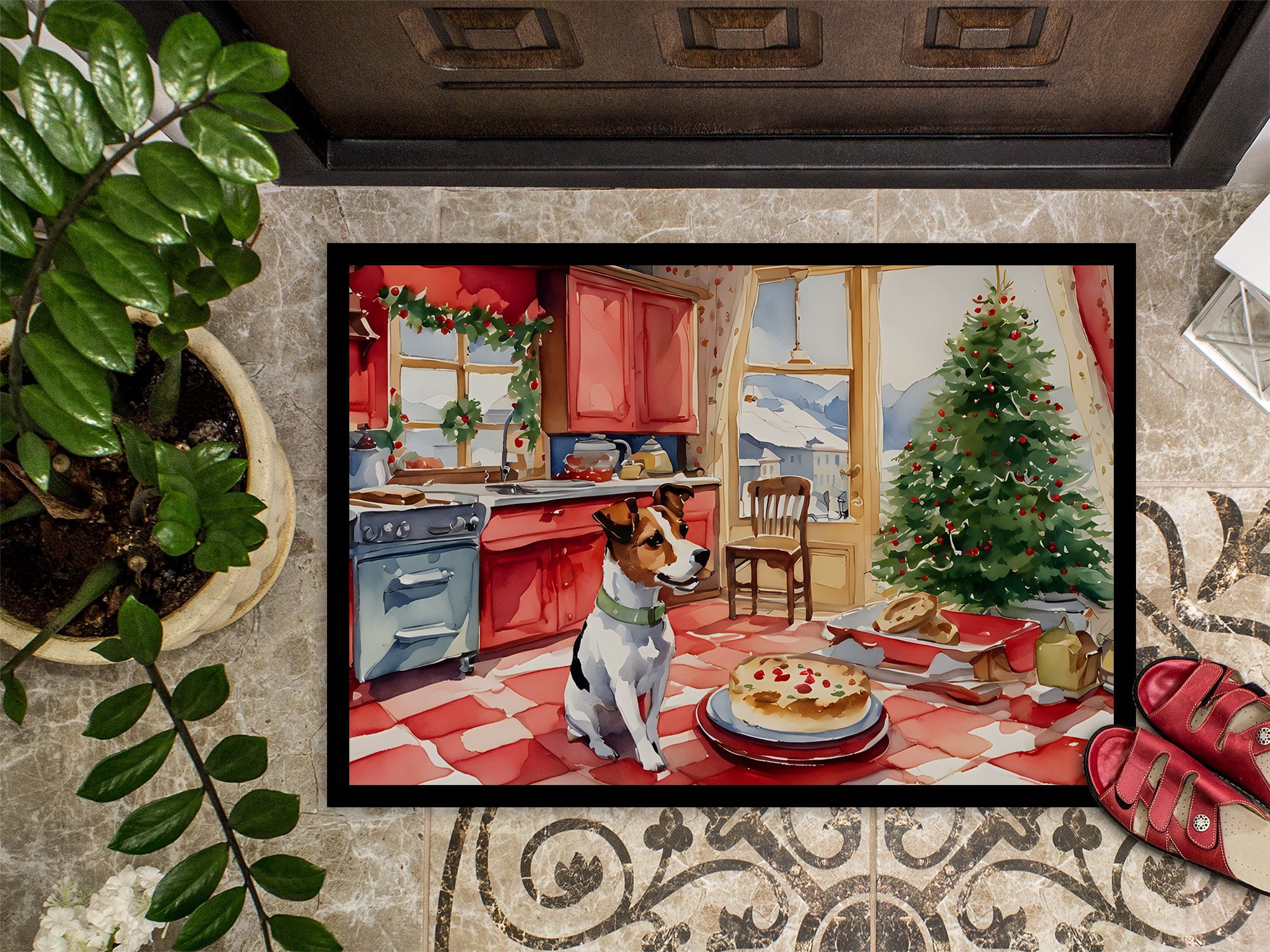 Carolines Treasures DAC3825MAT 18 x 27 in.  Jack Russell Terrier Christmas Cookies Doormat