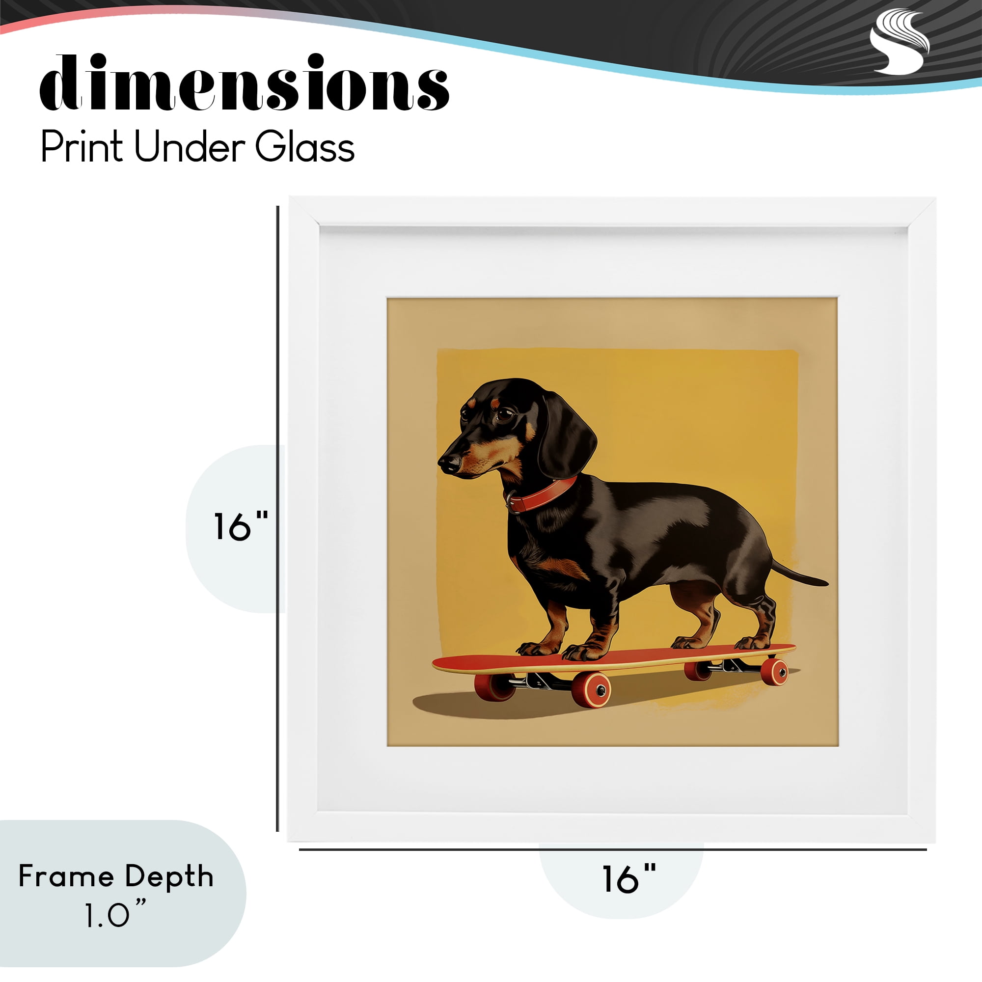 Stupell Industries Dachshund on Red Skateboard White Framed Print Under Glass, design by Andreas Magnusson