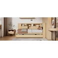 thumbnail image 2 of MAYEERTY Twin Size Wood Daybed with Storage Shelves, USB and Trundle, Natural, 2 of 19