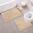 thumbnail image 4 of LuxuRux Bathroom Rugs 2-Piece Bath Mat Set, Soft Plush Anti-Slip Bath Rug +Toilet Mat.1'' Microfiber Shaggy Carpet, Super Absorbent Cream Standard, 4 of 9