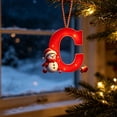 thumbnail image 3 of Christmas Letter Ornament, Red Alphabet Initial C Hanging Decoration with Snowman Christmas Tree Ornament for Family Name Display, 3 of 7