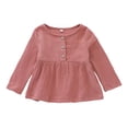 thumbnail image 1 of JTieacloth Girls Long Sleeve Top With Double Layer Hem Ruffle And Coconut Button Front Closure Style Blouse Girls Cute Tops Sizes 12-18 Months, 1 of 6