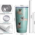 thumbnail image 4 of Vaso de acero inoxidable con aislamiento para café de viaje con tapa y pajita, ideal como regalo para un perro carlino, 20 oz, 4 of 5
