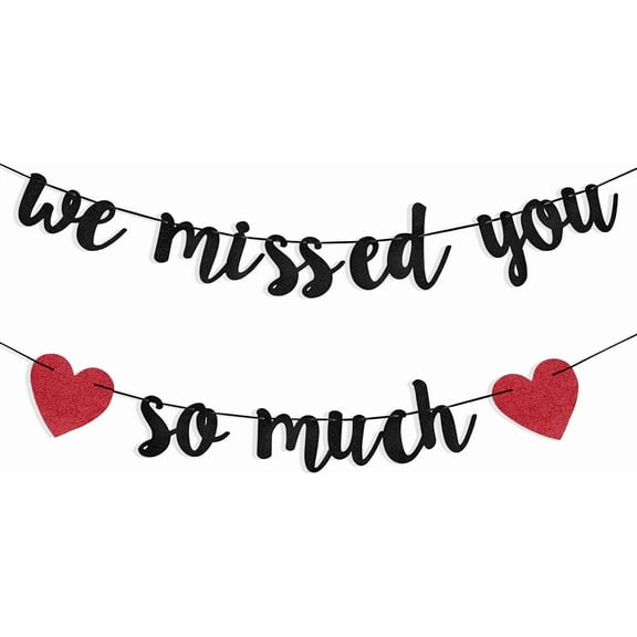 Welcome Home Decorations We Missed You So Much Banner, Black Glitter Welcome Back Banner Welcome Home Sign Family Reunion Sign Deployment Party Decorations, Returning Military Army Homecoming Party