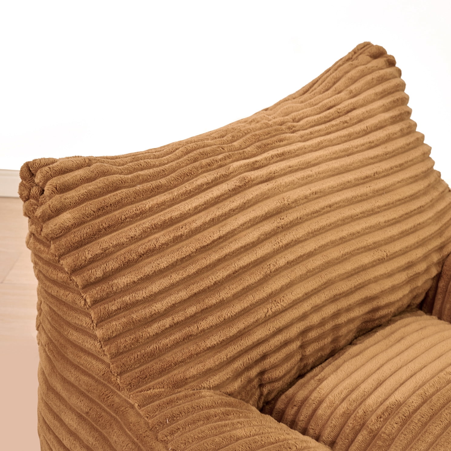 Bean Bag Chairs, Memory Foam Bean Bag Chairs for Adults, Living Room Lazy Sofa with Side Pocket for Bedroom & Dorm, Brown