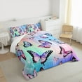 thumbnail image 2 of Manfei Colorful Butterfly Full Size Comforter Sets,Wild Animal Bedding Comforter Set,Pink Cyan Purple Bedding Sets For Girls,Breathable Home Decor,3 Pieces, 2 of 7