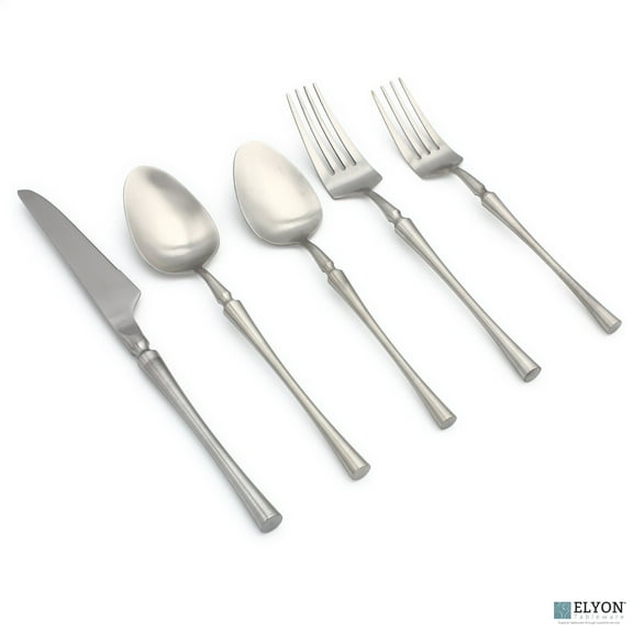 Elyon Tableware Elyon Noelle Matte Colored Stainless Steel Flatware Set 20 Pieces Silver