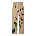 thumbnail image 5 of Cotton Linen Pants for Men 2026 Spring Summer Casual Elastic Waist Straight Leg Butterfly Print Beach Pants with Pockets, 5 of 5