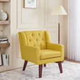 thumbnail image 6 of Accent Reading Chair Button-Tufted Upholstered Comfy Mid Century Modern Chair with Linen Fabric Lounge Arm Chairs for Living Room Bedroom (Yellow), 6 of 14