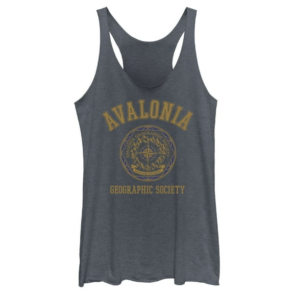 Women's Strange World Avalonia Geographic Society Racerback Tank Top Navy Blue Heather Medium
