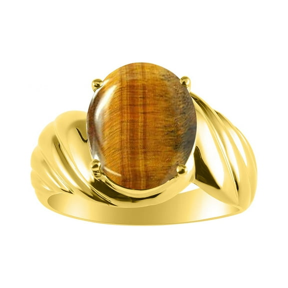 *RYLOS Classic Oval Solitaire Ring in Tiger Eye - November Birthstone*