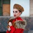 thumbnail image 4 of OUNONA Leopard Print Newsboy Hats Beret Hat Camel Polyester 1Pcs Versatile Outfit Matching, 4 of 8