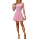 thumbnail image 1 of VESTIDO DE VELVET INSPIRADO CHIC PARA MUJERES CON ESCOTE CUADRADO Y MANGAS DE MALLA CON VOLANTES, ESTAMPADO DE ESTRELLAS, VESTIDO DE FIESTA Y PROM EN ROSA TAMAÑO S, 1 of 6