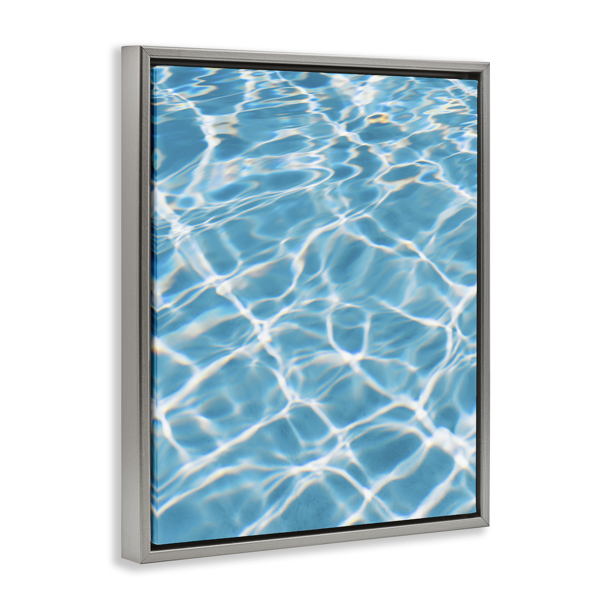 Stupell Industries Summer Water Reflection Abstract Painting Gray Floater Framed Canvas Art Print Wall Art, 25 x 31