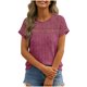 thumbnail image 4 of TaTaai 2026 Summer Women’s Ribbed Sheer Trim Tee Short Sleeve Loose Blouse Casual Solid Color Fashion Top Brushed Patchwork Polyester Daily Shirt Gift, 4 of 8