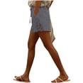 thumbnail image 2 of Sahpxhe Womens Cotton Linen Shorts High Elastic Waist Lace Shorts with Pockets Drawstring Casual Trendy Summer Vacation Shorts Gray L, 2 of 6