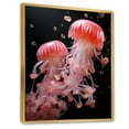 thumbnail image 2 of Designart "Dance of the Jellyfish Pink Black Marine Animals I" Animals Floater Framed Canvas Wall Art, 2 of 7