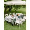 thumbnail image 3 of Outdoor Tablecloth with Umbrella Hole and Zipper, Green Snowman Christmas Rectangle Table Cloth 54x80 Inch Waterproof Tablecloth, Xmas Snowflake Eucalyptus Leaves Wooden Picnic Table Cover for Patio, 3 of 7