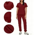 thumbnail image 7 of Fmbrln Womens Scrubs Sets V Neck Scrubs Tops and Drawstring Elastic Waist Jogger Pants Loose Comfy Nursing Uniform Solid Workwear Sets, 7 of 7