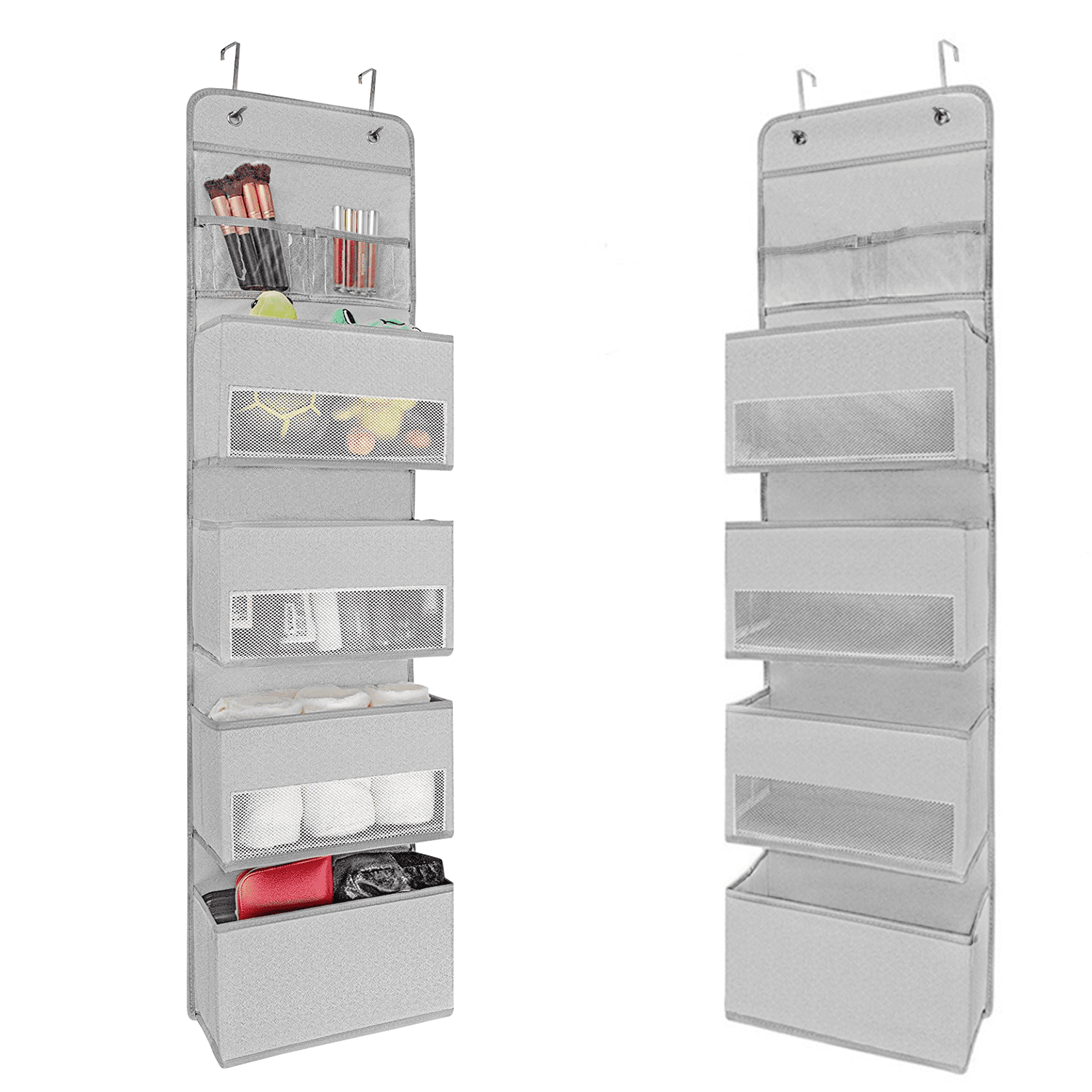Over The Door Hanging Organizer Nursery Closet Cabinet Over Door Organizer with 4 Large Pockets and 2 Small PVC Pockets Door Storage for Cosmetics, Toys and Sundries, 1 Pack, Gary