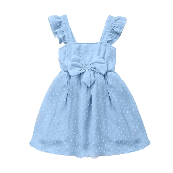 12 Months Baby Girls Clothes 24 Months Toddler Girls Dress Summer Sleeveless Dress Cute Bowknot Strap Dress Blue