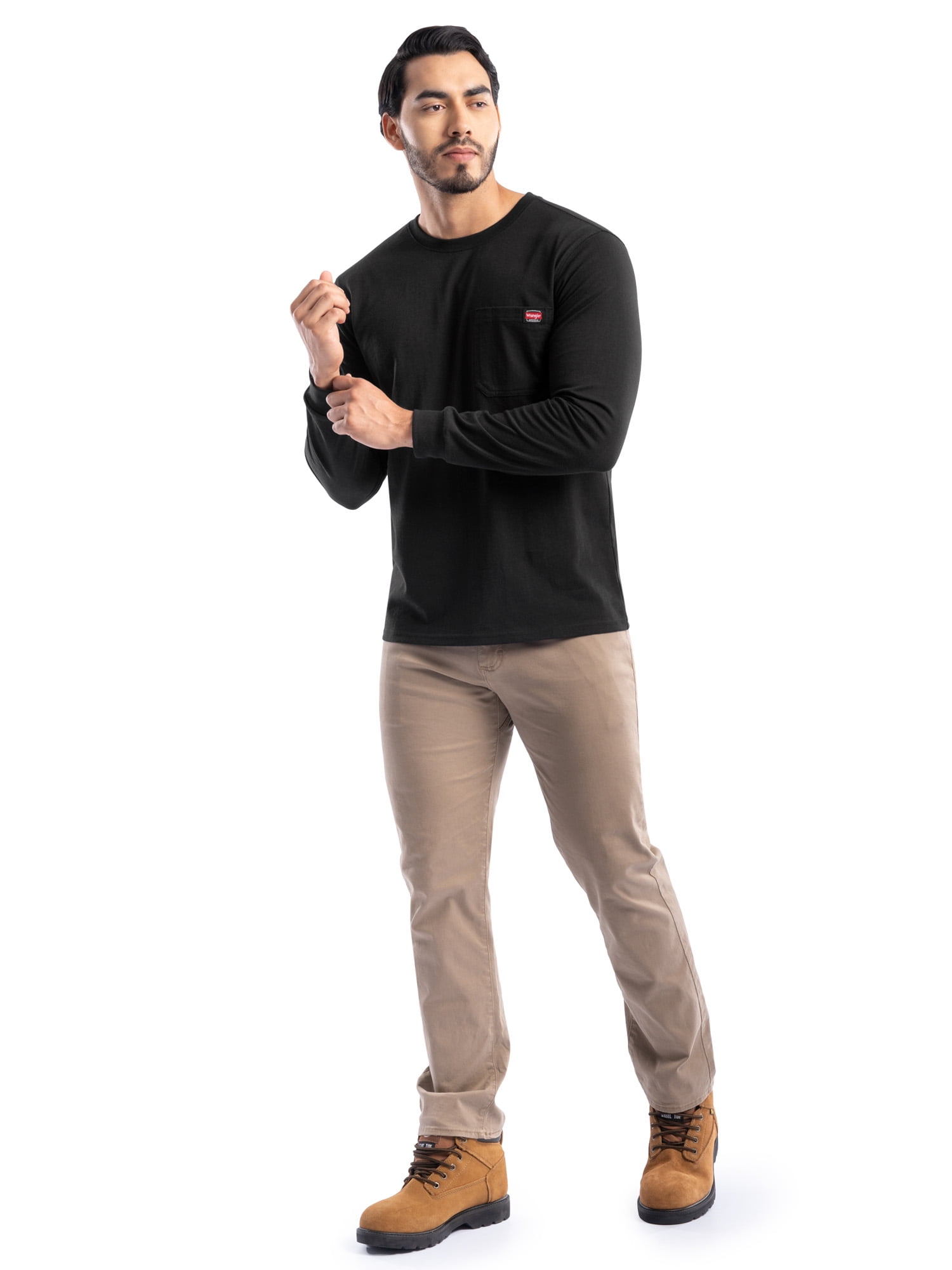 Wrangler Workwear Men's Long Sleeve Heavyweight Pocket T-Shirt, Size S-5XL (Men's and Big Men's)