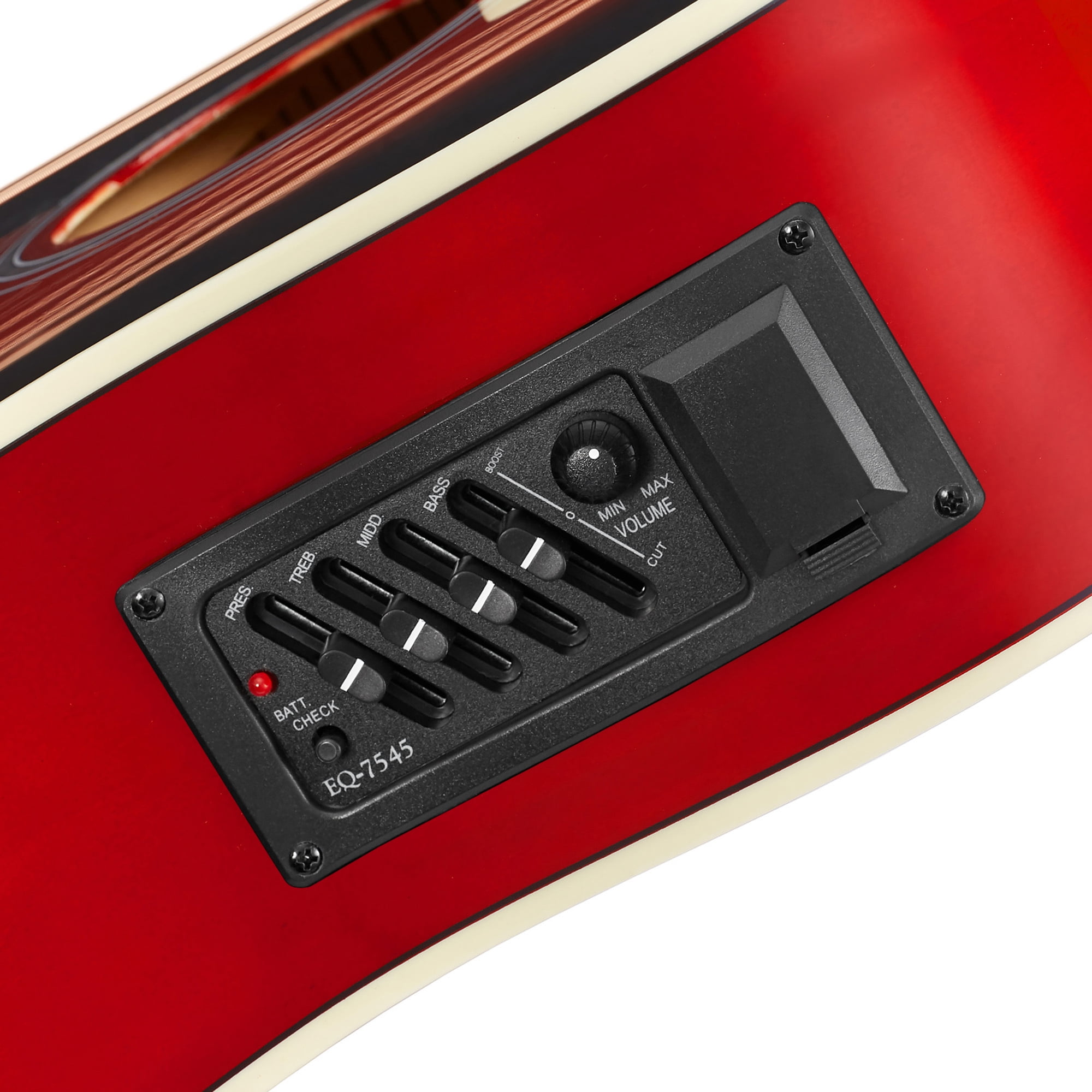 Yunken Full-Size Cutaway Thinline Acoustic-Electric Guitar Package - Premium Tonewoods-Red