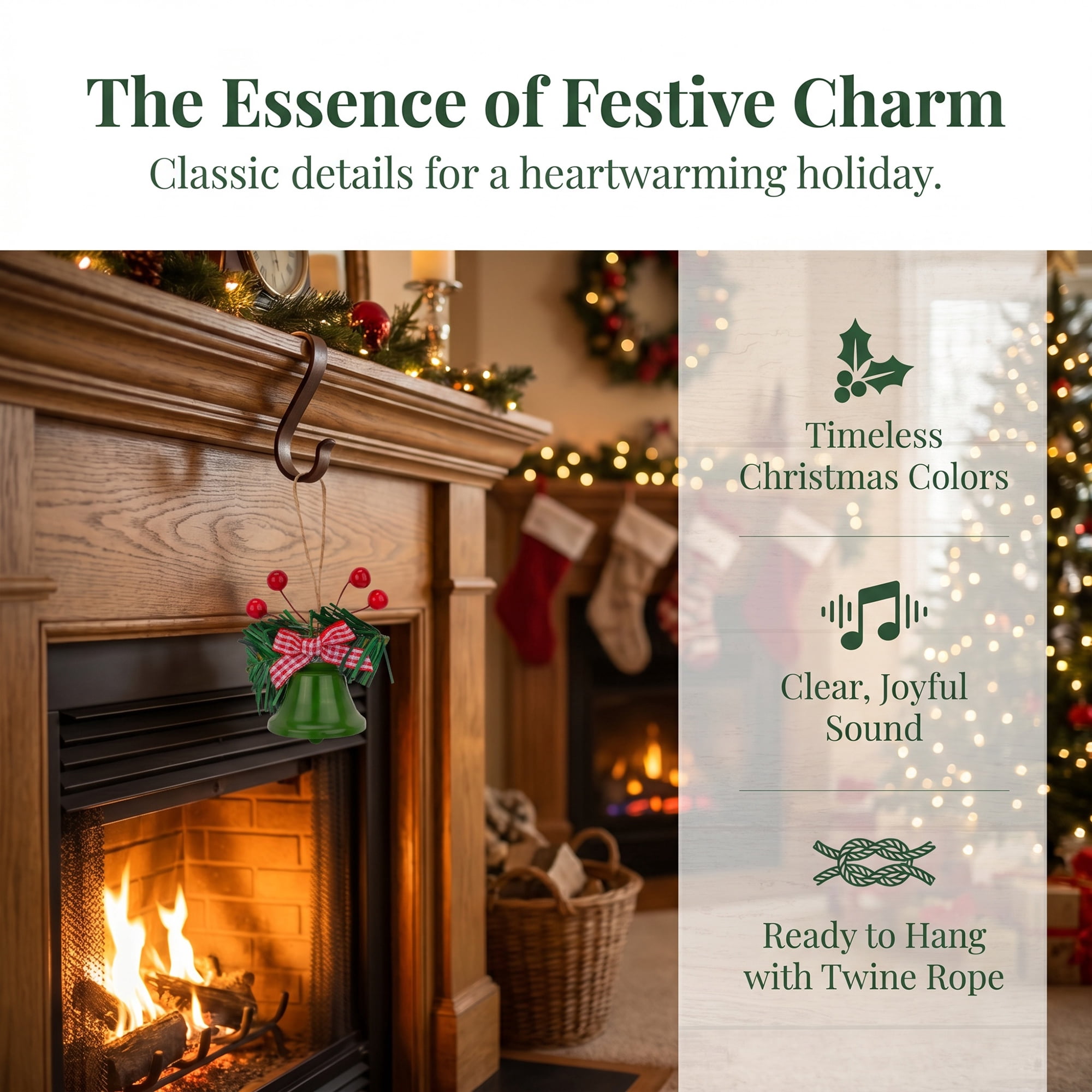 Unique Bargains 10Pcs Christmas Ornaments Rustic Iron Bells Green 1.8"L x 1.8"W x 5.3"H