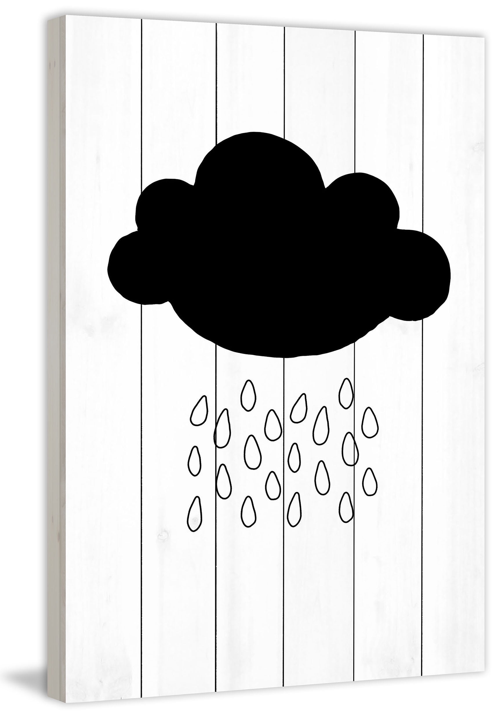 "Black Cloud" Painting Print on White Wood