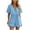 *Blue, variant on Women's Wrap V-Neck Drawstring Romper , Ladies' Ruffle Short Sleeve Jumpsuit , Casual Summer Playsuit For Women,Black,S-3XL