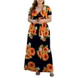 thumbnail image 6 of Aiyino Women Plus Size V Neck Short Sleeve Casual Evening Dress, Comfortable Elegant Party Maxi Dress, 6 of 6