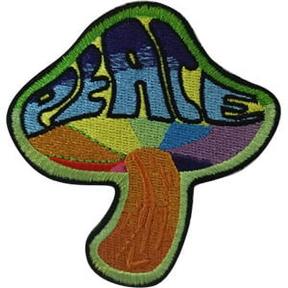 C&D Visionary: Peace Mushroom, Embroidered Iron-on/Sen-on Rayon Patch & Appliques, Multi-Color