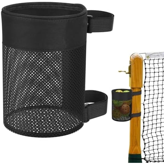 Pickleball Ball Holder Adjustable Hanging Bag for PickleBall Nets, Foldable Storage Basket Mesh Net Pouch for Holding 6 Balls