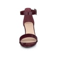 thumbnail image 6 of DARING DIVA Women's Ankle Strap Low Block Heel Sandals 7.5 Burgundy, 6 of 7