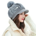 thumbnail image 2 of VONCOS Women's Winter Hat with Pom Pom & Baseball Brim -Warm Stylish, Gray, One Size Fits Most, 2 of 2