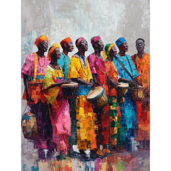 African Drummers Canvas Print Wall Art, Home Decor for Living Room Bedroom Hotel Cafe
