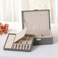 thumbnail image 6 of Unique Bargains 2 Layer Jewelry Box PU Leather Jewelry Organizer Case Storage with Drawer Grey, 6 of 8