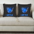 thumbnail image 3 of Set of 2 18x18in Throw Pillow Covers with Heart-Shaped Blue Puzzle Piece Design Colorful Stars Perfect for Couch Bed or Car, 3 of 8