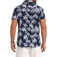 thumbnail image 3 of INSPIRE CHIC Men's Short Sleeve Button Down Camp Collar Leaf Print Hawaiian Shirts M Navy Blue, 3 of 5