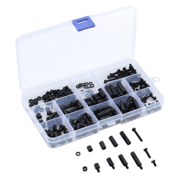 Kearding 260pcs / set Kit completo de tornillos de nylon con caja - Solución conveniente para las necesidades de fijación diarias Kit surtido Type3 NO3