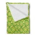 thumbnail image 2 of Kiwi Soft Flannel Fleece Throw Blanket, Illustration of Continuous Pattern with Exotic Fruit Slices, Cozy Plush for Indoor and Outdoor Use, 60" x 80", Lime Green Pastel Yellow, by Ambesonne, 2 of 5