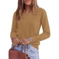thumbnail image 3 of PRETTYGARDEN Womens Long Sleeve Collared Polo Sweater V Neck Knit Ribbed Business Casual Pullover Sweaters Fall Outfits, 3 of 8